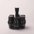 Matte black marble grain rotatable glass seasoning jar 6-Piece set irregular shape glass milk bottle 200ml